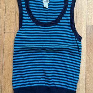 L.L. Bean Turquoise and Navy Striped Knit Tank